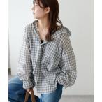 ショッピングシャツ ブラウス シャツ 「ユニセックス/WEB限定」シアーチェックフードシャツ レディース メンズ