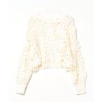 「acro」 長袖ニット フリ- ホワイト レディース