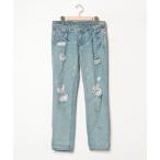 [NAVY] повреждение обработка Denim брюки M голубой женский 