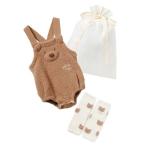 ショッピングラッピング 出産祝い 「ラッピング済み」「BABY」ベビモコはちみつベアロンパース＆レッグウォーマーSET
