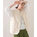 ショッピングジレ ベスト ジレ ボア深Vネックジップアップベスト レディース