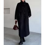 ステンカラーコート コート バルーン袖スタンドカラーロングコート レディース