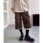 パンツ スティッチ ウォッシング カーゴ バミューダ パンツ / サイドボタンでウエスト調節可能 レディース