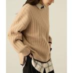 ニット セーター nAvy  もちり配色クルーネック レディース