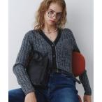 カーディガン トリムカラーVネックMIX