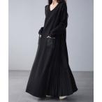 ショッピングワンスター ワンピース Vネック×サイドプリーツロングワンピース