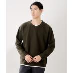 tシャツ 「一枚でコーディネートが完成！」レイヤード風クルーネック長袖Tシャツ　洗濯機OK メンズ