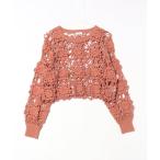 「acro」 長袖ニット フリ- オレンジ レディース