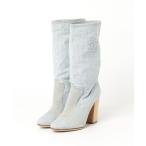 「CHANEL」 ブーツ 36.5 ブルー レディース