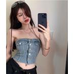 チューブトップ ベアトップ デニム　コルセット　ベアトップ
