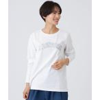 ショッピングスパンコール tシャツ 「カタログ掲載品」「ウォッシャブル」スパンコールロゴプルオーバーカットソー レディース