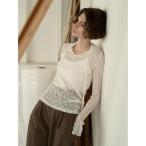 tシャツ パッチワークレース前後2WAY衿デザインTOPS「2025Autumn catalog item」 レディース