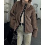 ショッピングアウター ブルゾン アウター ZIPUPキャットファーブルゾン レディース