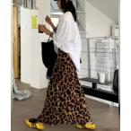 スカート レオパードパターン マキシスカート