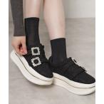 スニーカー ビジューバックルWストラップレーススニーカー レディース