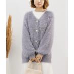 カーディガン バルーン袖シャギーニットカーディガン レディース