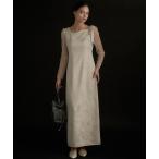 ドレス Shoulder ribbon jacquard dress