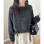 ニット セーター シャギーレースアップニットトップス レディース