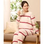 パジャマ ルームウェア メランジボーダーニットプルオーバー レディース