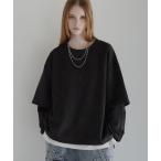 tシャツ ルーズシルエットワイドスリーブフェイクレイヤードロングスリーブプルオーバー メンズ レディース