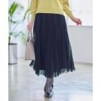 ショッピングサークル スカート 「イージーケア」サークルダイヤ柄レースプリーツスカート
