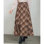 スカート チェック柄ハイウェイトロング丈スカート