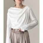 ショッピングオフショルダー tシャツ 長袖オフショルダーアシンメトリードレープトップス レディース
