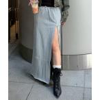 スカート スタッズディティールスウェットロングスカート