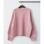 ショッピングブランケット ニット セーター ブランケットステッチケーブルプルオーバー レディース