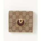 「GUCCI」 GGキャンバス 三つ折り 財布 - グレー レディース