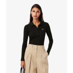 ショッピングモロッコ ポロシャツ ポロ スリムフィット ロングスリーブリブニットポロシャツ レディース