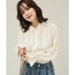ブラウス シャツ フリルカラーリボンブラウス レディース