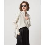 ショッピングストライプ ブラウス シャツ 「conte」コットン ストライプ レギュラーカラーシャツ レディース