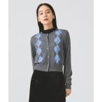 カーディガン アーガイル クルーネック カーディガン レディース