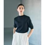 ニット セーター シルクコットンハーフスリーブトップス レディース