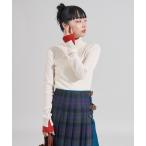 ニット セーター ウォッシャブル 配色 レイヤード タートルニット/レイヤード風ニット レディース