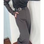 スラックス パンツ スーパーロング ベルトデザインワイドスラックス レディース