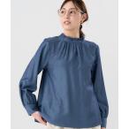 ショッピングクールビズ ブラウス シャツ デニム風 衿フリル ブラウス レディース