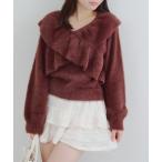 ショッピングアンドミー ニット セーター フェザークロスフリルニット レディース