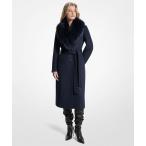 ショッピングマイケル コート アウター フォーファー トリム ウールブレンド コート レディース