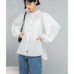 ショッピングバンド ブラウス シャツ バンドカラーボリュームシャツブラウス レディース