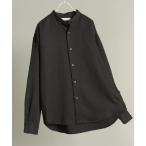 ショッピングバンド シャツ ウールライクバンドカラールーズシャツ メンズ