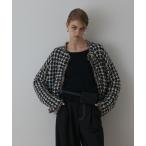カーディガン ツイードニットショートカーディガン レディース