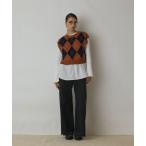 ショッピングアーガイル ベスト ジレ アーガイルニットベスト レディース