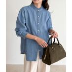 ショッピングバンド ブラウス シャツ バンドカラーフリルシャツ レディース