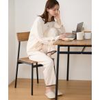 パジャマ ルームウェア 「温度調整」胸元センター刺繍袖リボンパジャマ レディース