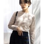 tシャツ ジャガードボーダーハイネックプルオーバー「綿100%・大きいサイズあり」 レディース