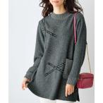 ショッピングベルーナ チュニック ロゴテープデザインニット切替チュニック