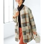 コート アウター プードルボア素材ビッグチェック柄コート レディース