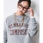 ショッピングオートミール トレーナー スウェット 綿100％裏起毛ロゴプリントスウェット「大きいサイズ有」シックスタイル レディース